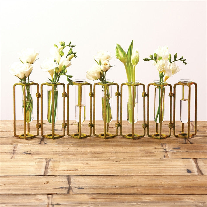 media image for set of 7 small gold hinged flower vases design by tozai 3 226
