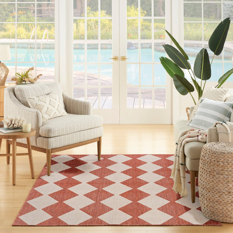 media image for Positano Indoor Outdoor Terracotta Geometric Rug By Nourison Nsn 099446938176 9 262