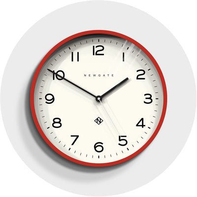 product image for number three echo clock in fire engine red design by newgate 1 24