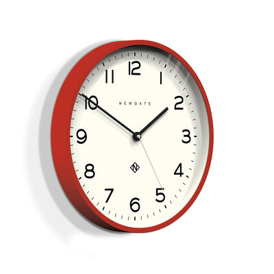 product image for number three echo clock in fire engine red design by newgate 2 15