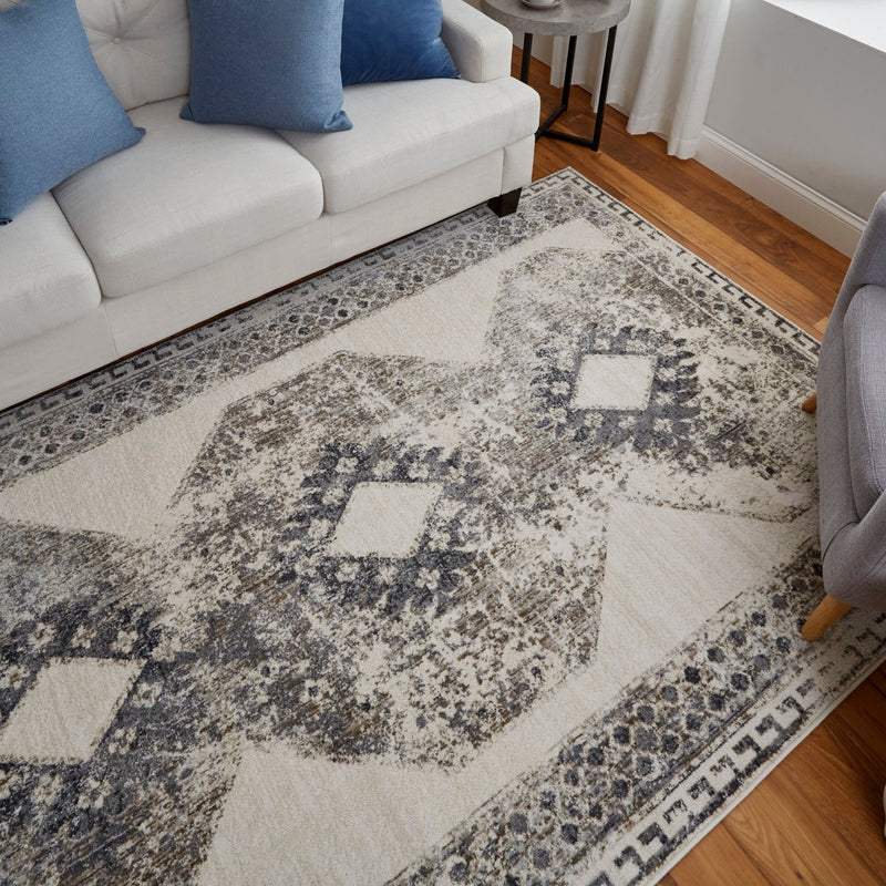 media image for Kiba Distressed Ivory/Taupe/Gray Rug 10 22