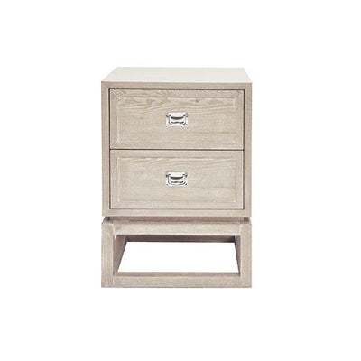 product image of oliver 2 drawer cerused oak side table w nickel campaign hardware design by bd studio 1 580