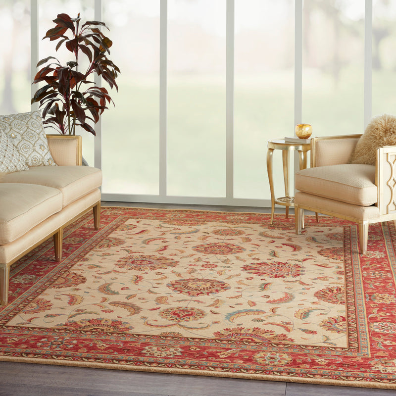 media image for living treasures ivory red rug by nourison nsn 099446670373 12 249