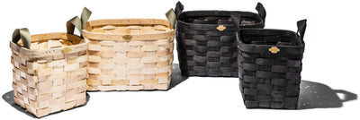 product image for wooden basket black square design by puebco 8 30