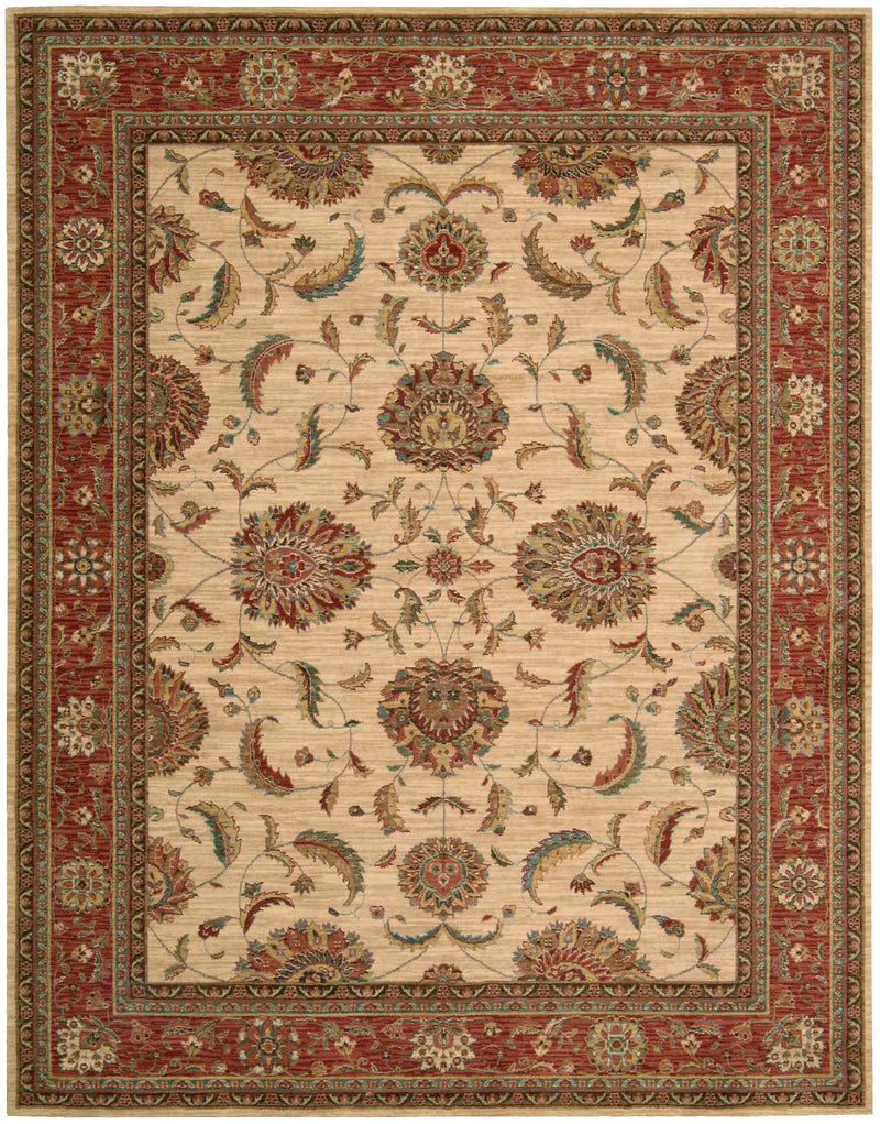 media image for living treasures ivory red rug by nourison nsn 099446670373 1 233