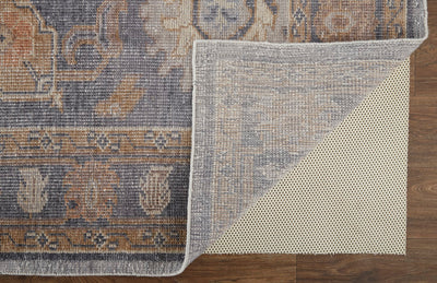 product image for Tierney Hand-Knotted Ornamental Stone Blue/Apricot Tan Rug 5 85