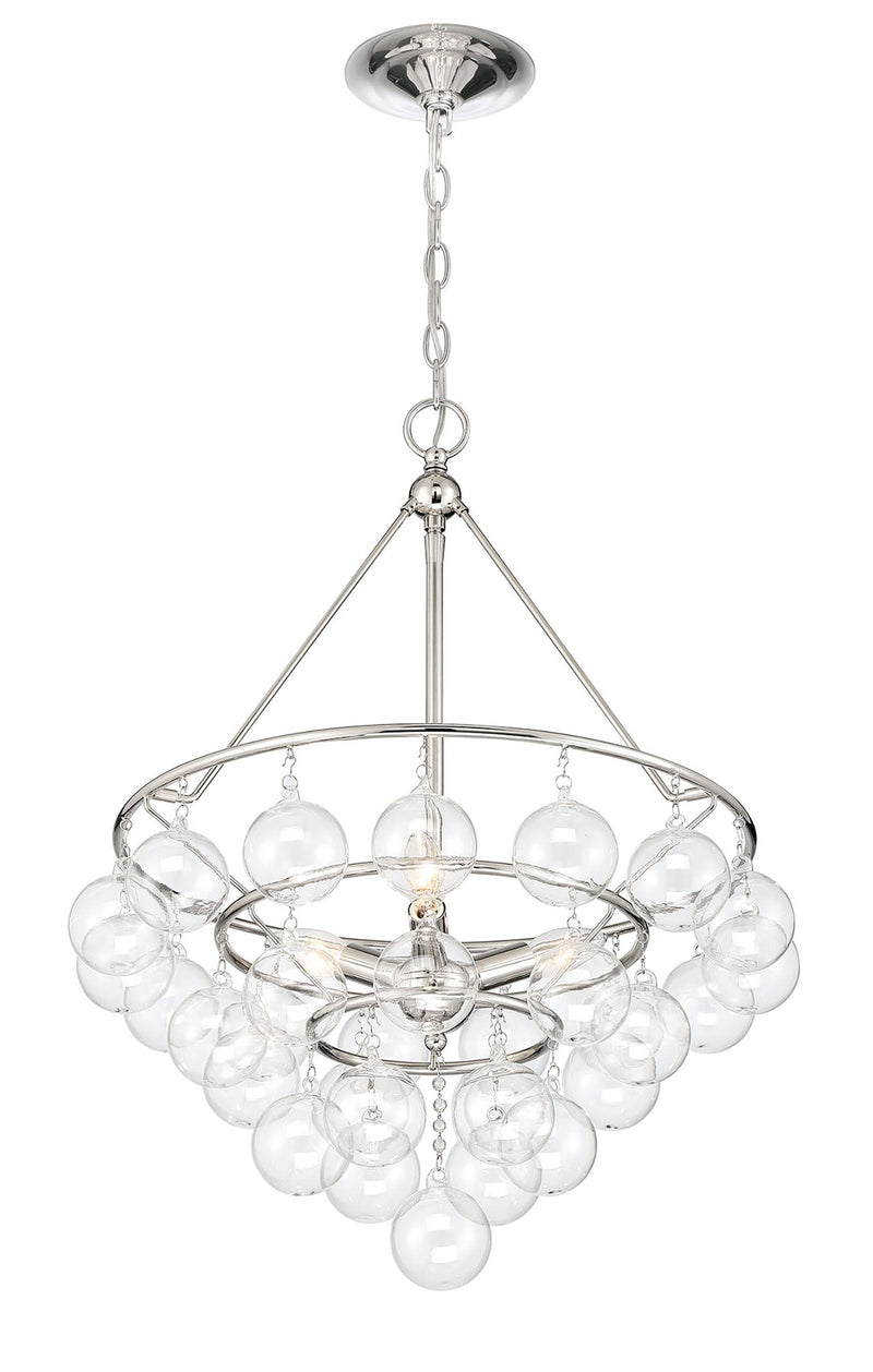 media image for Isla 3 Light Nickel And Glass Contemporary Chandelier By Lumanity 3 230