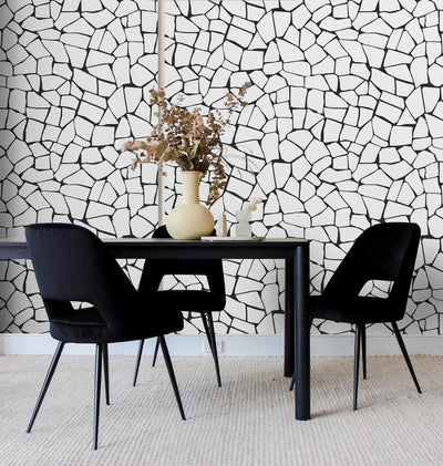 product image for Mosaic Stone Peel & Stick Wallpaper in Black & White 68