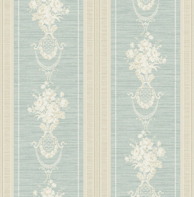 product image of Floral Cameo Stripe Wallpaper in Green & Beige 540