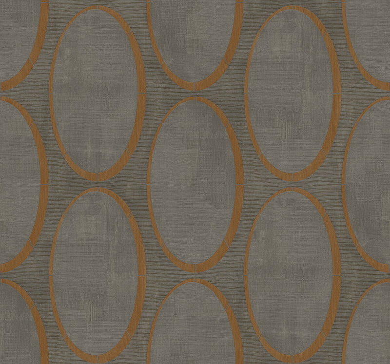 media image for Metallic Circles Wallpaper in Charcoal & Brown 254