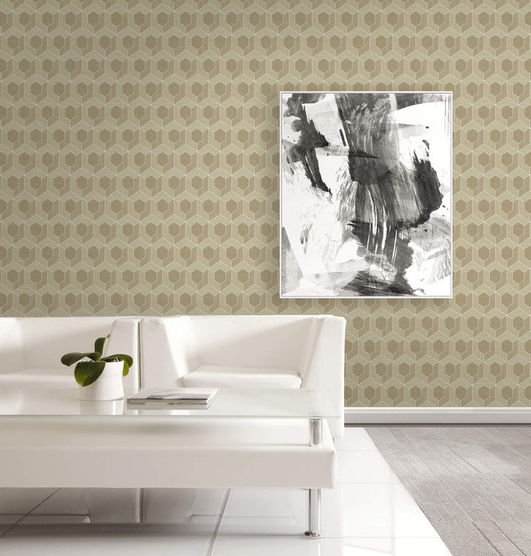 media image for 3D Hexagon Wallpaper in Brown 251