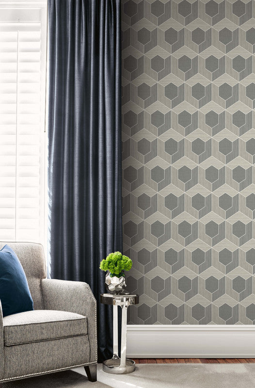 media image for 3D Hexagon Wallpaper in Dark Grey 261