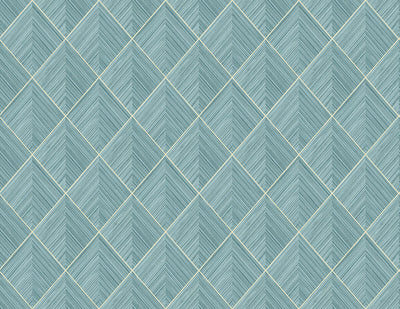 product image of 3D Pyramid Faux Grasscloth Wallpaper in Turquoise 511
