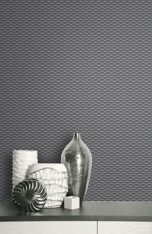 media image for 3D Geometric Wallpaper in Dark Grey 275