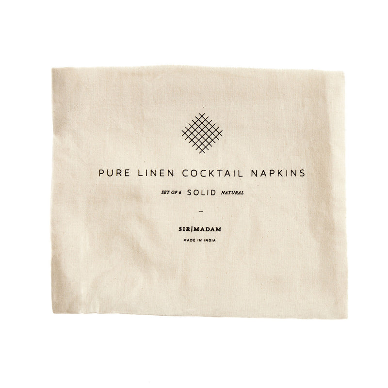 media image for natural cocktail solid linen napkins set of 6 design by sir madam 2 229