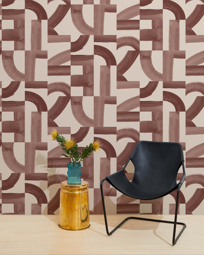 product image for Brute Wallpaper in Mulberry on Blush 37