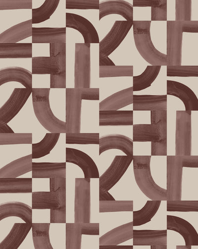 product image of Brute Wallpaper in Mulberry on Blush 578