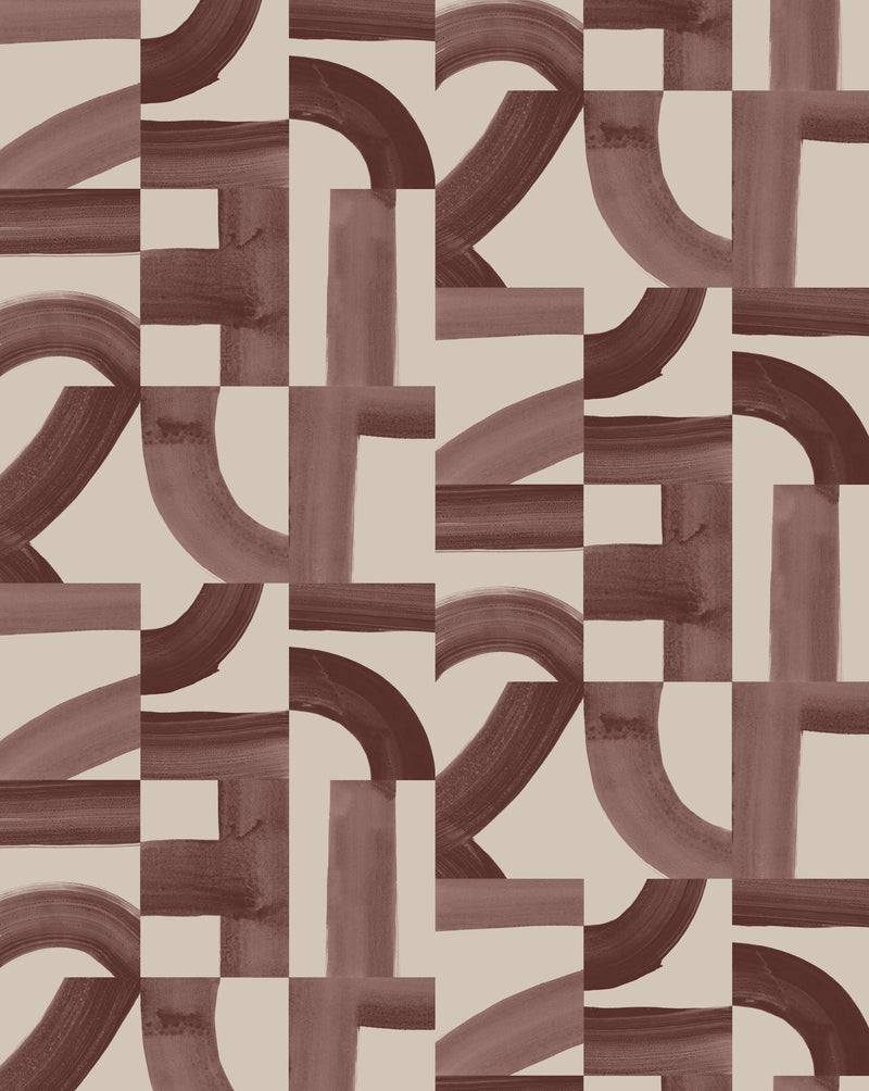 media image for Brute Wallpaper in Mulberry on Blush 295