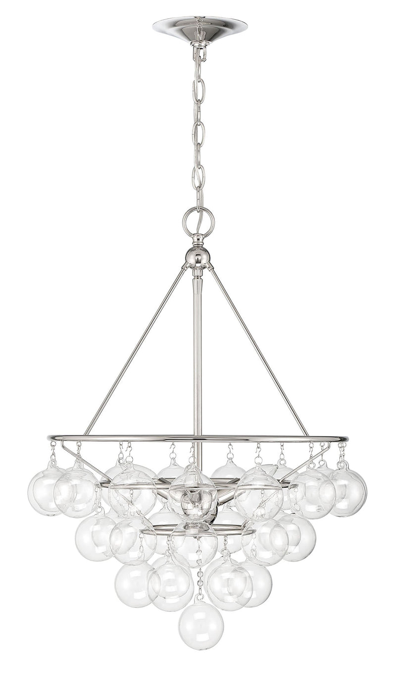 media image for Isla 3 Light Nickel And Glass Contemporary Chandelier By Lumanity 2 298
