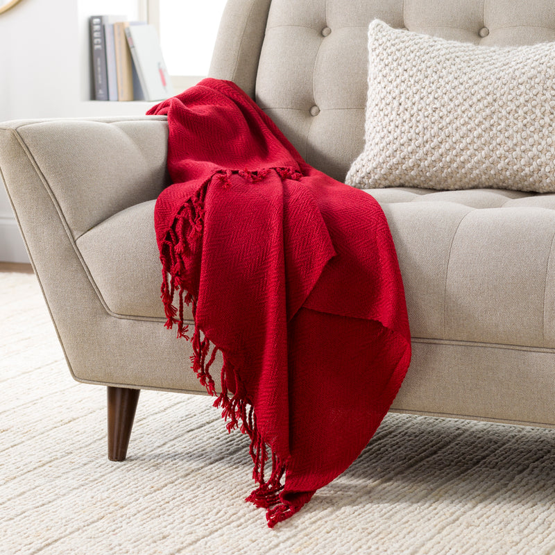 media image for Turner TUR-8405 Woven Throw in Bright Red by Surya 257