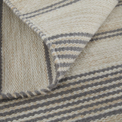 product image for Granberg Hand Woven Stripes Gray / Ivory Rug 3 26