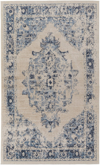 product image of wyllah traditional medallion ivory blue rug by bd fine cmar39klivybluc16 1 536