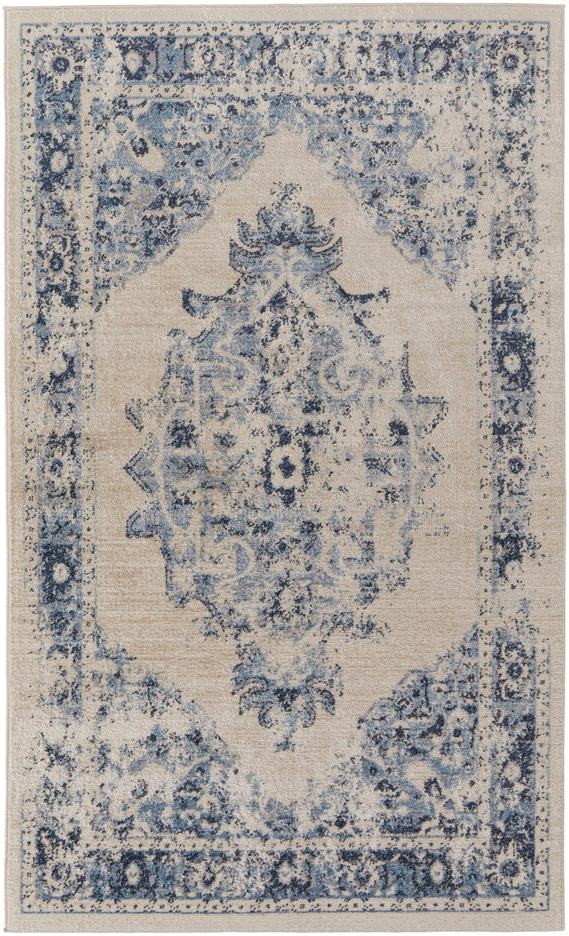 media image for wyllah traditional medallion ivory blue rug by bd fine cmar39klivybluc16 1 267