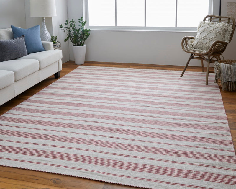 media image for Granberg Hand Woven Stripes Red / Ivory Rug 6 221