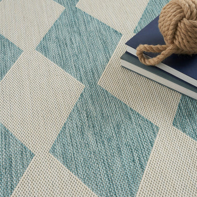 product image for Positano Indoor Outdoor Aqua Geometric Rug By Nourison Nsn 099446938237 7 96