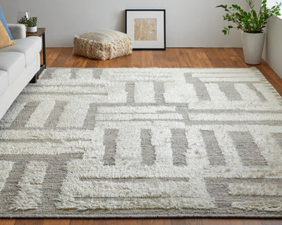 product image for saena linear contemporary hand woven ivory gray rug by bd fine ashr8909ivygryp00 7 78