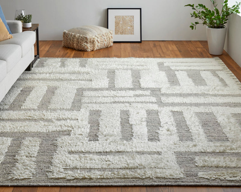 media image for saena linear contemporary hand woven ivory gray rug by bd fine ashr8909ivygryp00 7 253