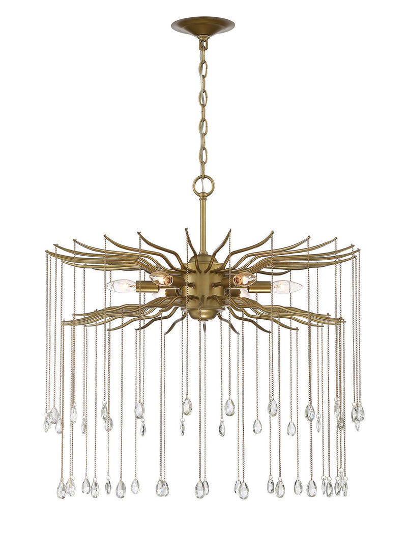 media image for Lark 6 Light Round Statement Brass And Crystal Chandelier By Lumanity 1 234