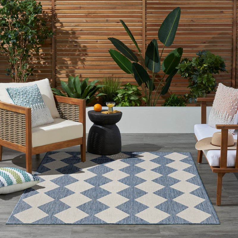 media image for Positano Indoor Outdoor Navy Blue Geometric Rug By Nourison Nsn 099446938541 10 297