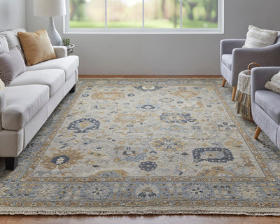 product image for Aleska Oriental Blue/Brown/Gray Rug 10 32