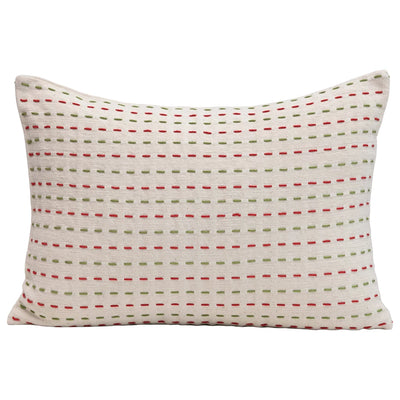 product image of red green kantha stitch pillow 1 586