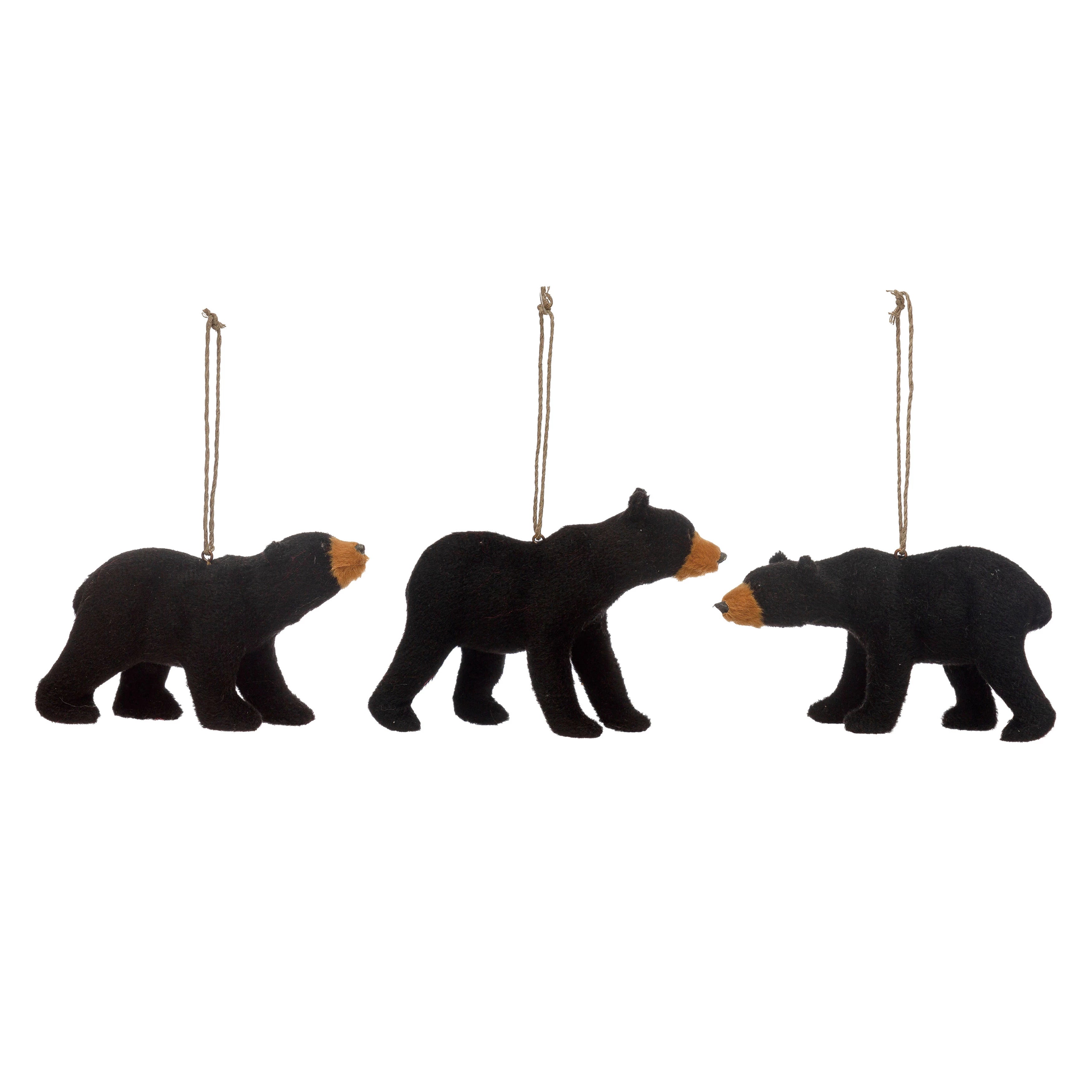 Shop Faux Fur Black Bear Ornament, Set of 3 Burke Decor
