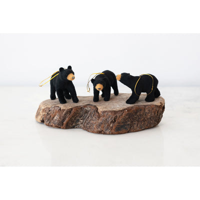 product image for faux fur black bear ornament set of 3 2 89