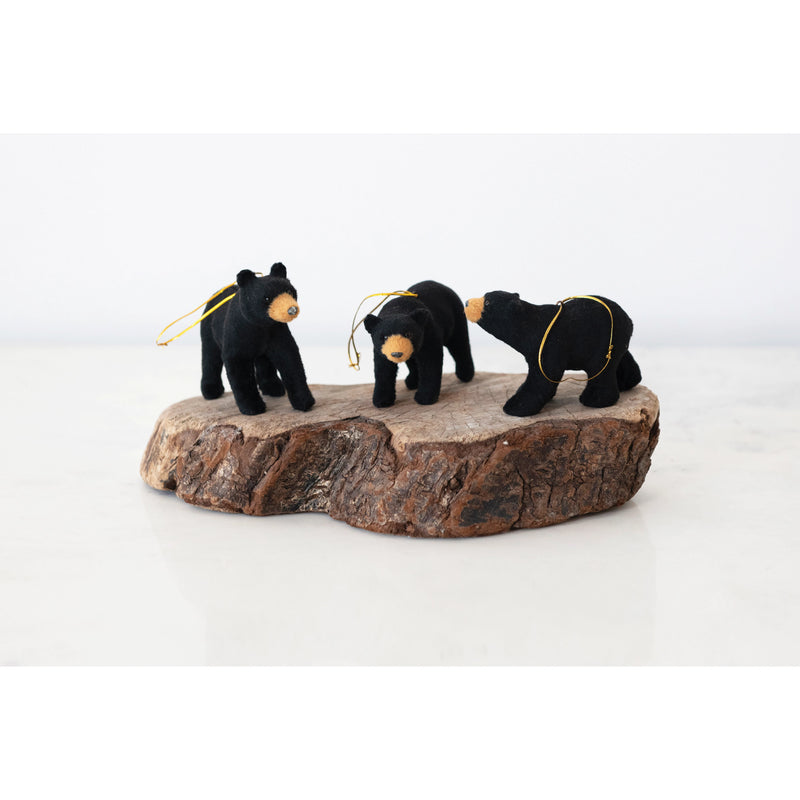 media image for faux fur black bear ornament set of 3 2 290