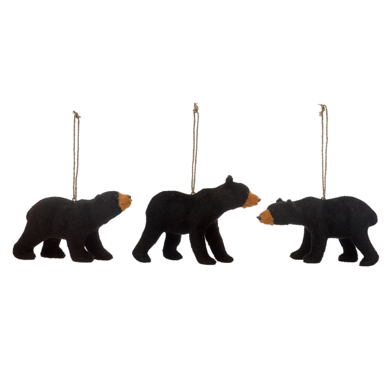 media image for faux fur black bear ornament set of 3 1 277