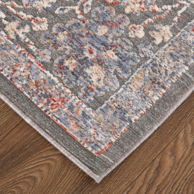 product image for Sybil Power Loomed Ornamental Charcoal/Celectial Blue Rug 4 72