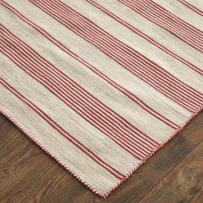 product image for Granberg Hand Woven Stripes Red / Ivory Rug 4 17