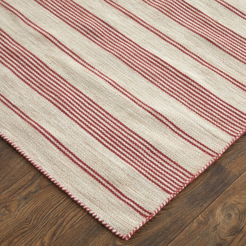 media image for Granberg Hand Woven Stripes Red / Ivory Rug 4 236