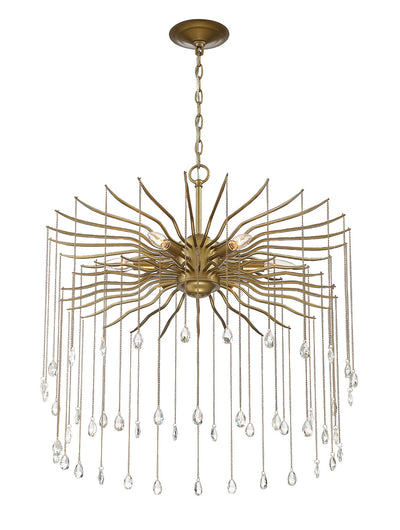 product image for Lark 6 Light Round Statement Brass And Crystal Chandelier By Lumanity 3 83