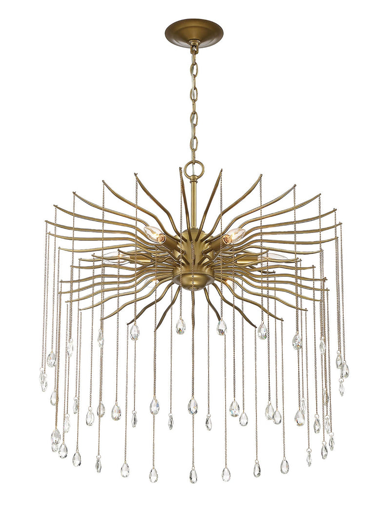 media image for Lark 6 Light Round Statement Brass And Crystal Chandelier By Lumanity 3 289