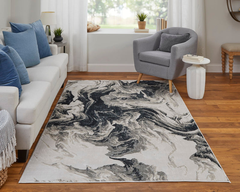 media image for Orin Abstract Ivory/Black/Taupe Rug 7 24