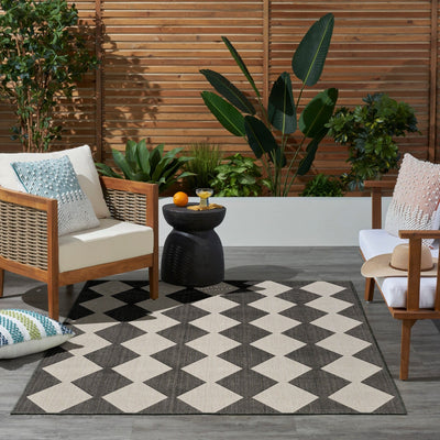 product image for Positano Indoor Outdoor Black Geometric Rug By Nourison Nsn 099446938114 10 63