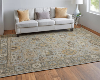 product image for Aleska Oriental Blue/Gold/Gray Rug 9 38