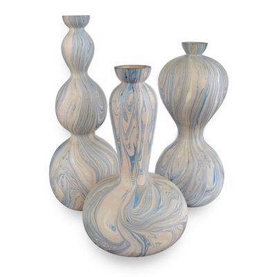product image of Calm Sea Marbleized Vase Set Of 3 By Currey Company Cc 1200 0740 1 588