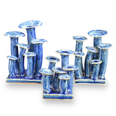 product image of Wild Blue Mushrooms Set Of 3 By Currey Company Cc 1200 0745 1 592