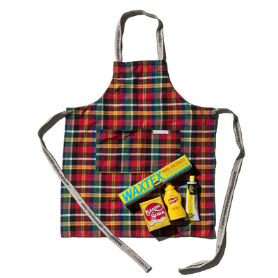 product image of Recycle Cotton Check Apron - Red X Green 585